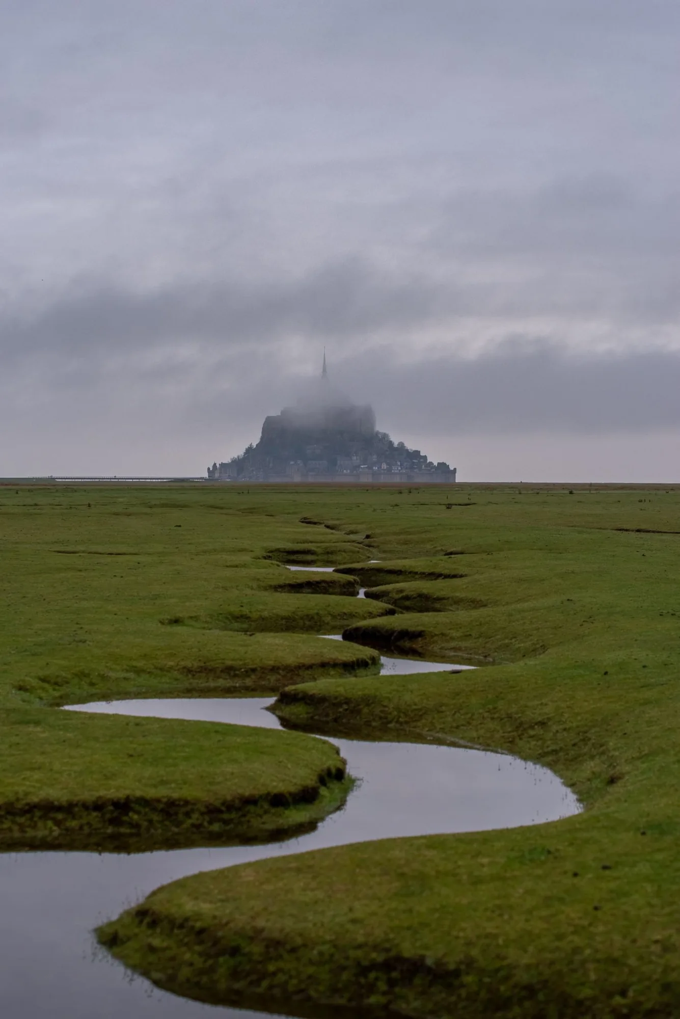 Enhancing the mood and drama of Mont Saint-Michel on a misty day — FINAL
